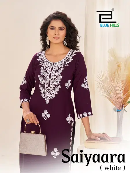 Saiyaara By Blue Hills Rayon Embroidery Kurti With Bottom Exporters In India
